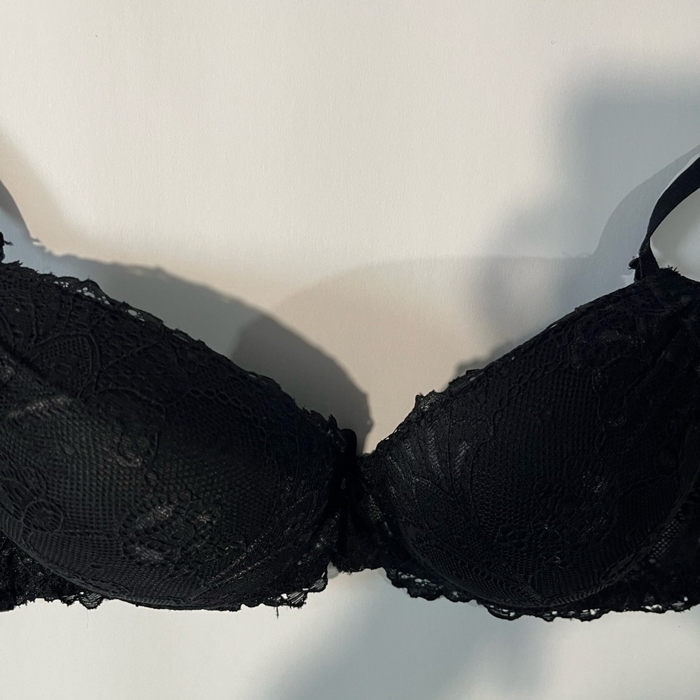 Lace Push-Up Bra with Underwire - Black - Picture 2 of 5